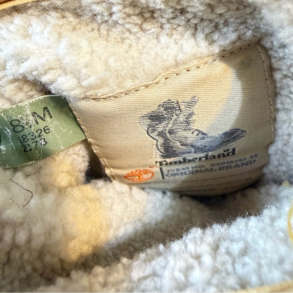 Timberland Shearling Lined Boots Wheat Tan Waterproof Lace Up 8.5M - Picture 6 of 7